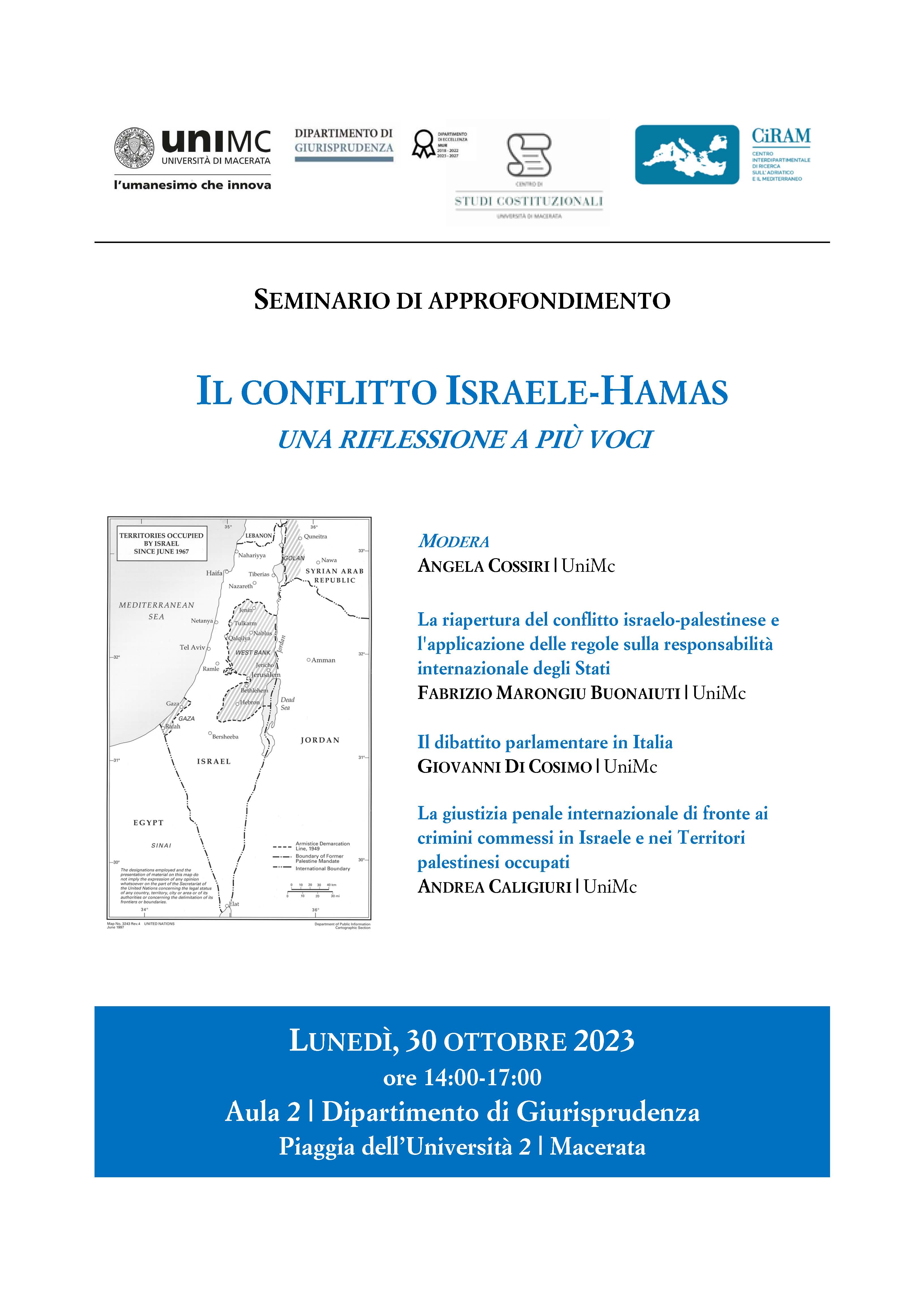 SEMINARIO DI APPROFONDIMENTO: IL CONFLITTO ISRAELE-HAMAS, UNA RIFLESSIONE A PIÙ VOCI 